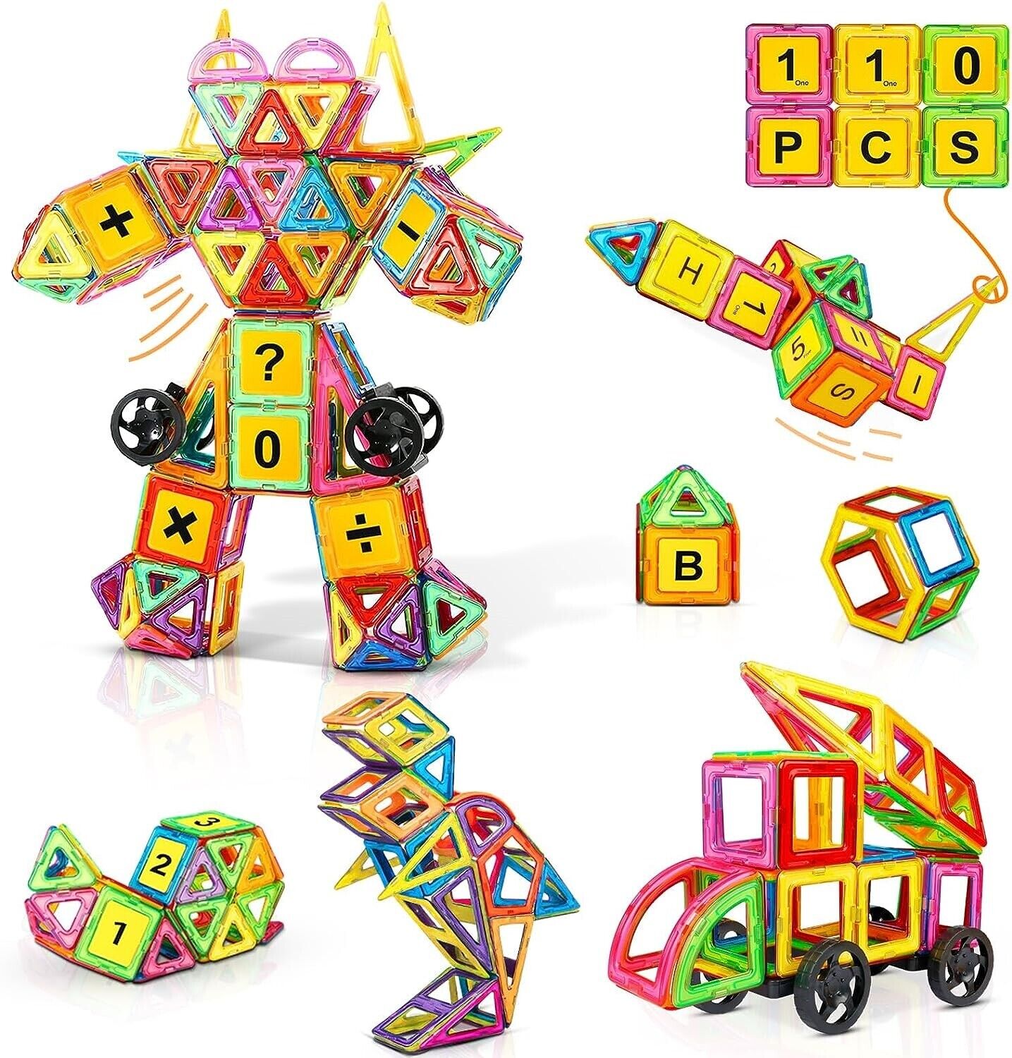 110pcs Magnetic Building Blocks for Creative Learning