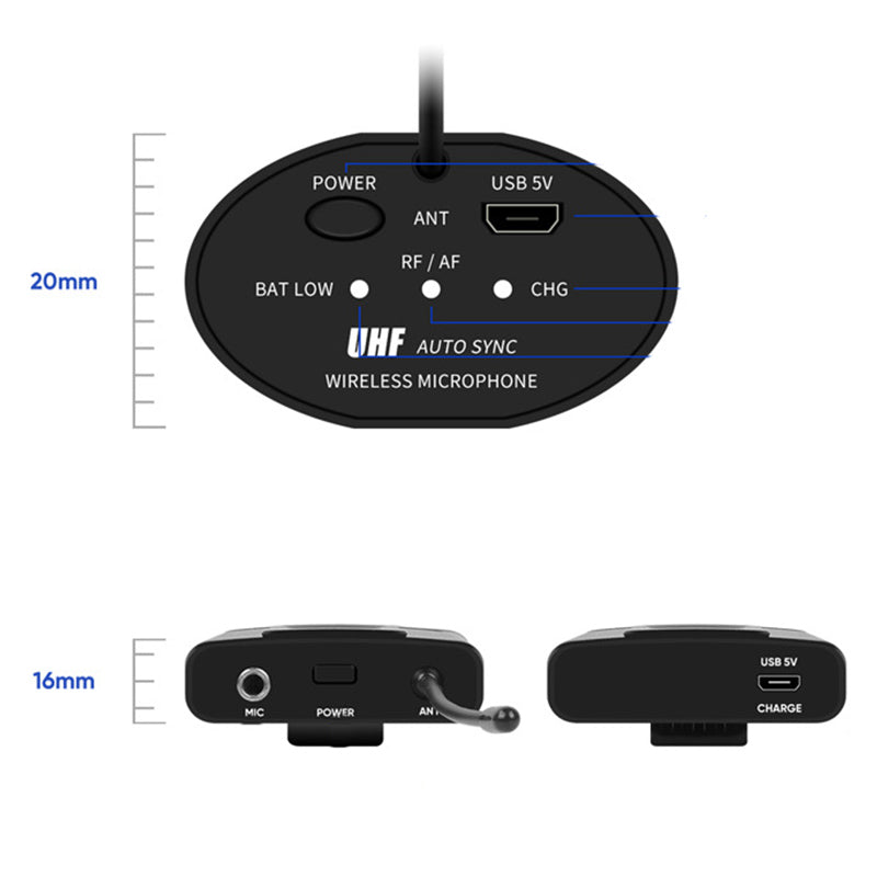 Lavalier Wireless Microphone for hands-free audio recording and video creation