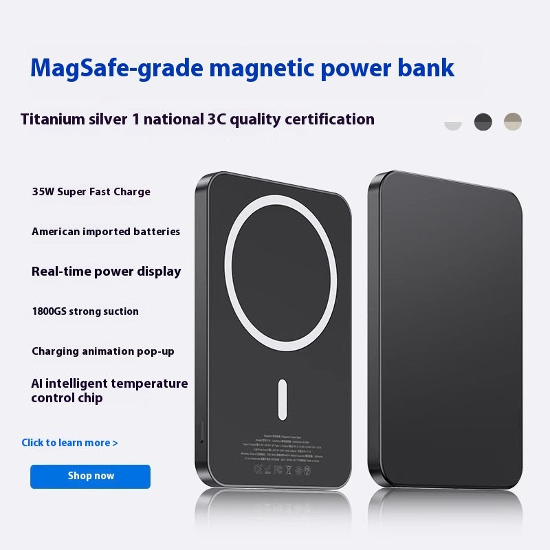 Magnetic Wireless Power Bank for portable wireless smartphone charging