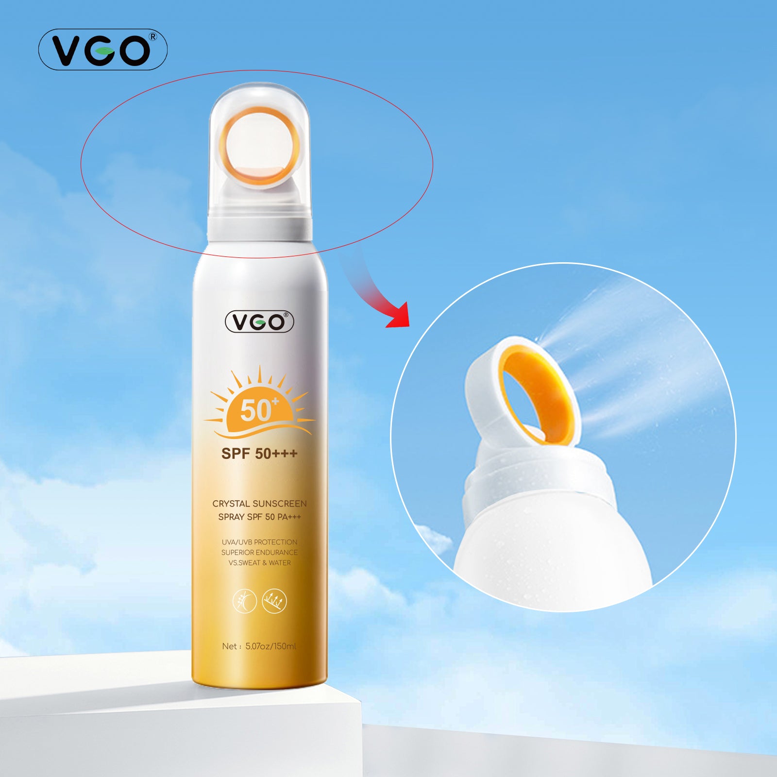 Crystal Sunscreen Spray SPF 50 PA for convenient daily sun protection