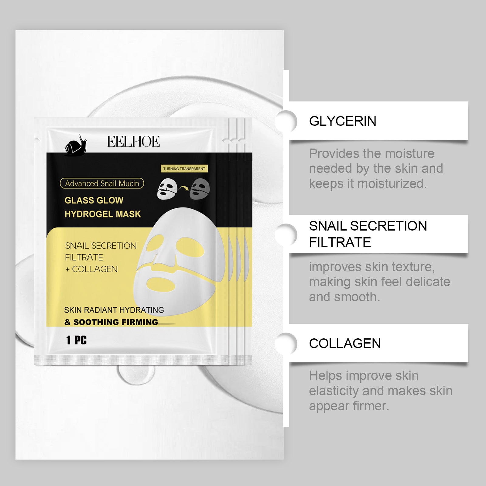 Snail Mucin Moisturizing Mask for hydrated, soft, and nourished facial skin