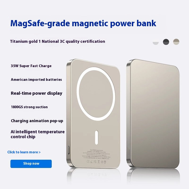 Magnetic Wireless Power Bank for portable wireless smartphone charging